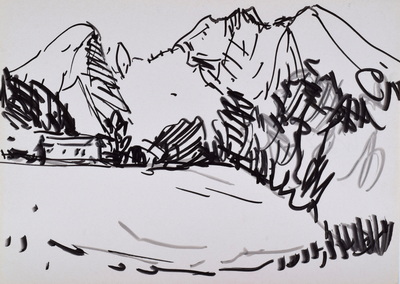 Konrad Sommer: Watzmann, um 1991, Filzstift  auf Papier, 22,3 x 31,4 cm